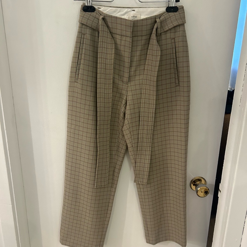 Wilfred Beige Checkered Chinos
